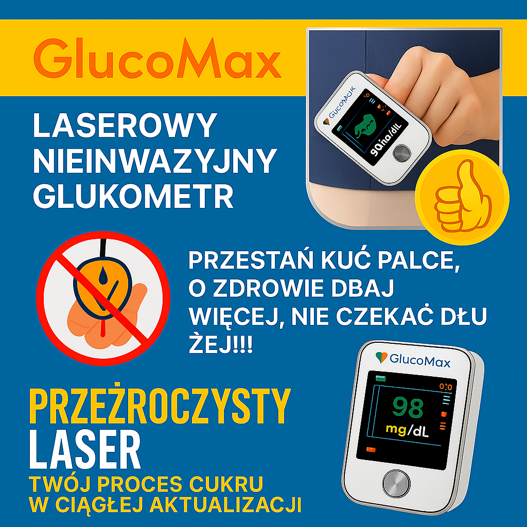 GlucoMax – Monitoruje poziom glukozy bez igieł – Płacisz za 1, dostajesz 2 + Prezent!