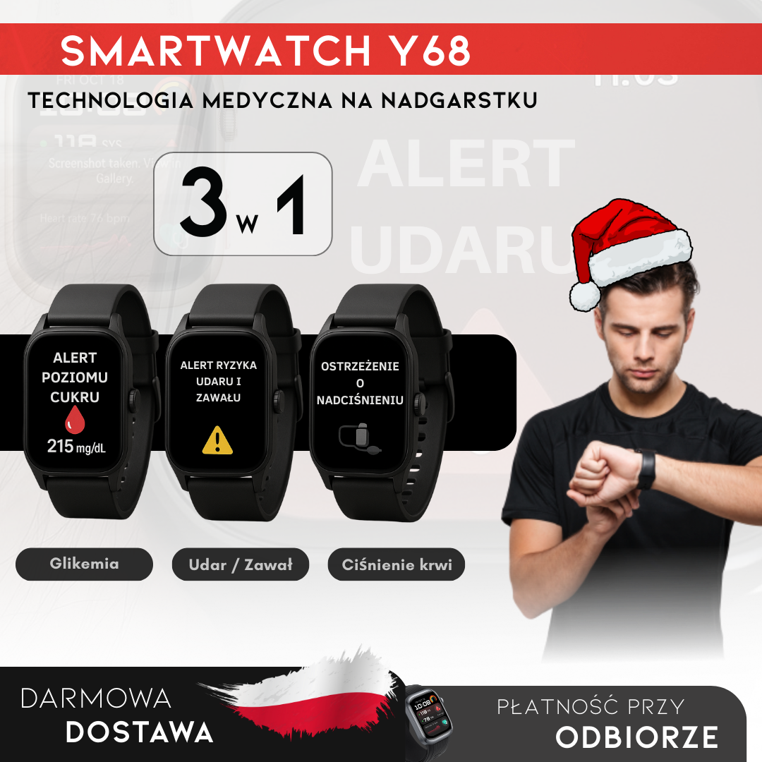 PROMOCJA ŚWIĄTECZNA: SmartWatch Y68 – Inteligentny Zegarek do Pomiaru Poziomu Glukozy we Krwi